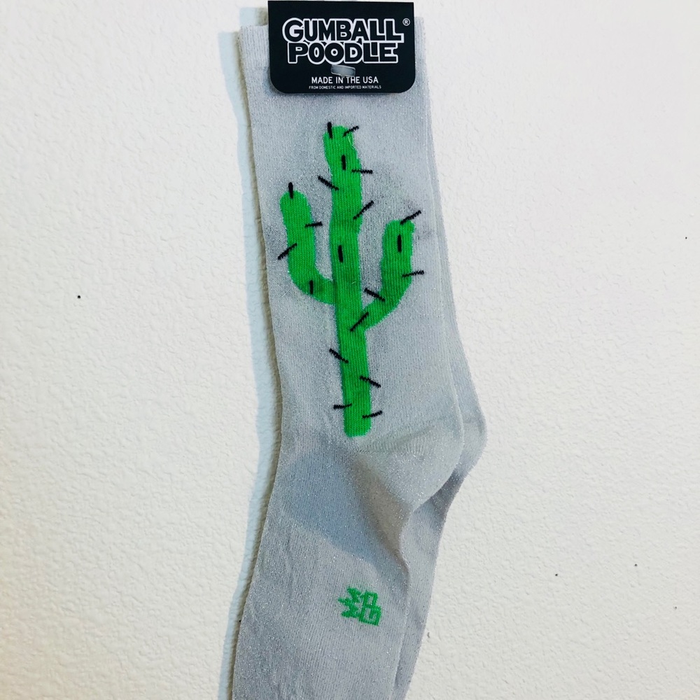 Sheer metallic cactus sock NWT